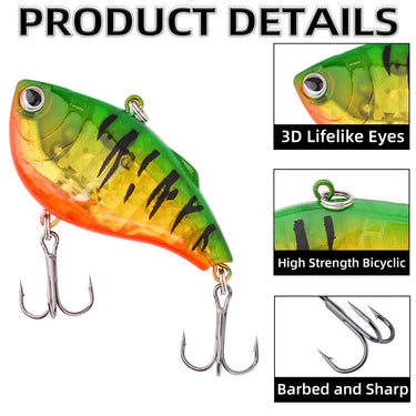 VIB Fishing Lures 15g 6cm Artificial Hard Bait  Sinking Crankbait Wobber Fishing Tackle with Treble Hooks