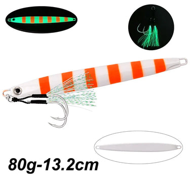 Metal Fishing Jigs With Black hook 80g Jigbait Shore Cast Decoys Metal Bait Artificial Lurescial Metal Jigs Lures