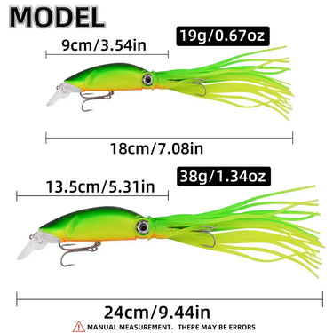 Large Simulation Octopus Squid Fishing Lures Bait 19g 38g 3D Eyes Fishing Lure Hard Bait Wobbler Squid Jig Lure