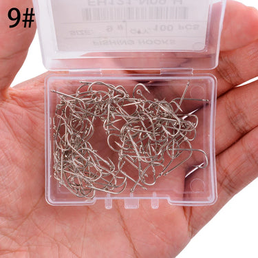 100pcs Long Shank Fishing Hook for Fishing Live Bait with Double Bait Keeper Barbs High Carbon Steel Fishhooks
