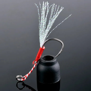 20pcs/Lot Fishing Lure Slow Jigging Fishing Cast Jigs Assist Hook Barbed Single Jig Hooks Thread Feather Pesca High Carbon Steel