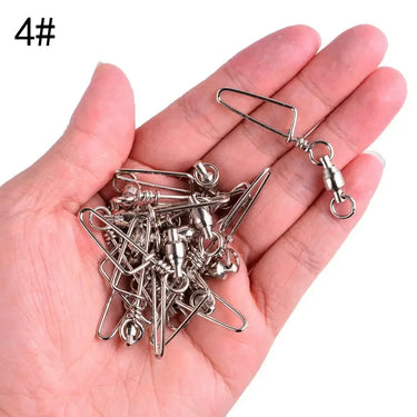 10pcs 0-6# Fishing Accessories Eight-ring Connector Stainless Steel Snap Fishhook Swivels Tackle for Hooks Fishing with box