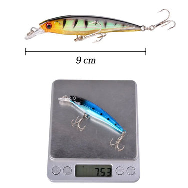 Laser Minnow Fishing Lure 9CM 7.5G Pesca Hooks Fish Wobbler Tackle Crankbait Artificial Hard Bait Swimbait