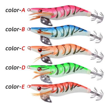 Hard Fishing Bait Fishing Lure Lead Sinker Squid Jig Hook Wooden Shrimp Artificial Fishing Lures Octopus Cuttlefish Shrimp