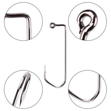 100pcs 7150 Jig Hooks V Bend High Carbon Steel Black Nickle for DIY Jigs Fishing Hooks 6/0 5/0 4/0 3/0 2/0 1/0