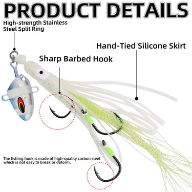 Jig Lures 100g-300g Slow Metal Jig Luminous Squid Hook Sinking Saltwater Spinning Fishing for Marlin Snapper Grouper