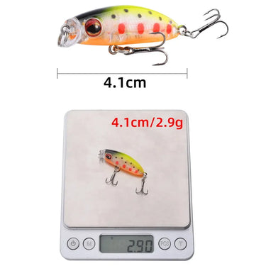 Mini Minnow Fishing Lures Slow Sinking 4.1cm 2.9g Wobbler Artificial Plastic Hard Bait for Bass Fishing in Mixed Colors