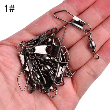 10Pcs/ Box Brass Barrel Fishing Swivels Solid Rings Fishing Pin Line Connector Fishhook with Interlock Snap Swivel Tackle Tool