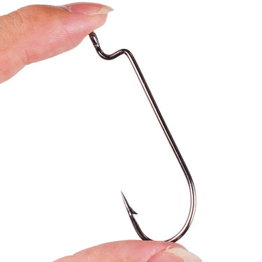 100pcs Fishing Hook High Carbon Steel Crank Offset Fishhook For Soft Worm Lure 6#-5/0# Bass Barb Wobbler