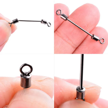 10/50pcs Rolling Swivel Fishing Connector Pin Bearing Interlock Snap S M L Fishhooks Lures Carp Fishing Accessories WIth box