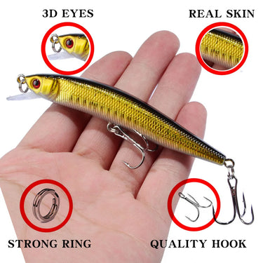 Minnow Fishing Lure 95mm 8g Floating Hard Bait Wobbler Jig Bait Crankbait Carp Striped bass Pesca Fishing tackle SwimBait