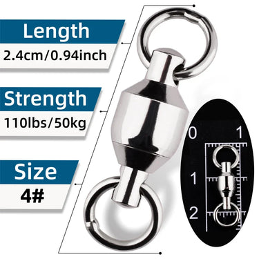20/50pack Ball Bearing Swivel Solid Rings Stainless Steel Fishing Connector Freshwater Saltwater Fishing For Trolling Bait Lure