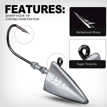 5pcs Triangle Head NED Hooks 7g 10g 15g 21g 28g 35g Auxiliary Hook Soft Worm Jig Lure Hook Jig Head Fishing Tackle Hooks