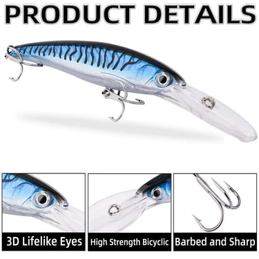 31/18/74g Big Floating Minnow Fishing Lure Laser Artificial Bait Saltwater Long Casting Trolling Wobblers Jerkbait Equipment