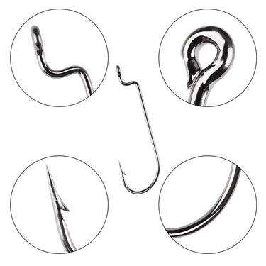 100pcs Fishing Hook High Carbon Steel Crank Offset Fishhook For Soft Worm Lure 6#-5/0# Bass Barb Wobbler
