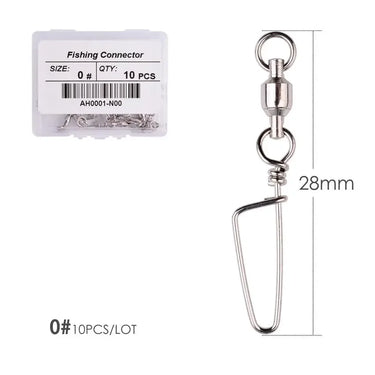 10pcs 0-6# Fishing Accessories Eight-ring Connector Stainless Steel Snap Fishhook Swivels Tackle for Hooks Fishing with box