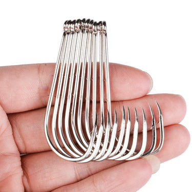 100pcs Double-backed Fishing Hooks Barbed Sharp Tip Hooks Long Shank Handle Circle Large Size Sea Hook For Big Fish Japan