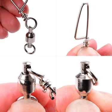 50pcs Fishing Swivels Connector Ball Bearing Rolling Swivel 0#-6# for Fishhook Lure Carp Fishing Accessories