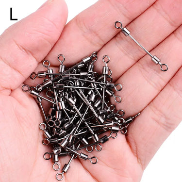 10/50pcs Rolling Swivel Fishing Connector Pin Bearing Interlock Snap S M L Fishhooks Lures Carp Fishing Accessories WIth box