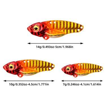 Metal VIB Fishing Lure - Heavy-duty Bass, Pike, Trout, and Sunfish - with Double Blood Hooks - Fast-sinking Hard Bait