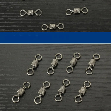 100pcs/box Fishing Swivel 1#-14# Sizes Solid Connector Ball Bearing Snap Fishing Swivels Rolling Stainless Steel Beads