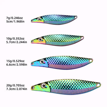 Metal VIB Leech Spinners Spoon Lures 7g 10g 15g 20g Artificial Bait with Feather Hook Night Fishing Tackle for Bass Pike Perch
