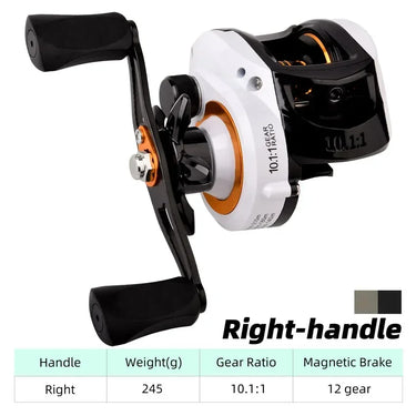 Baitcasting Fishing Reel 10.1:1 Gear Ratio 10Kg/22Lb Max Drag Casting Reel for Freshwater Saltwater Fishing