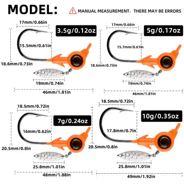 5pcs/bag 3.5g/5g/7g/10g Jig Heads Freshwater Fishing Lures Jig Head with Eye Ball Painted Hooks Fishing Jigs for Bass