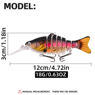 Multi-section Swim Fishing Lures Wobblers 12cm 18g Artificial Long tongue Bait SwimBait Crankbait JerkBait Pike Tackle