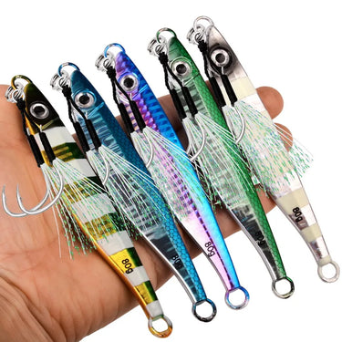 Metal Deep Sea Fast Sinking Lure 40g 60g 80g Fishing Lure Artificial Seabass Hard Winter Jigging Lure