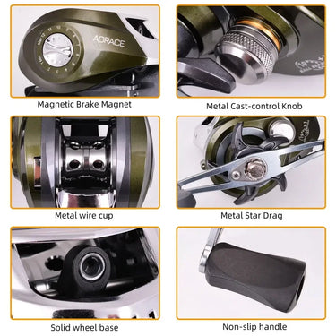 Lightweight Spool 10.1:1 Gear Ratio Baitcasting Fishing Wheel Baitcasting Reel 10kg Max Drag Saltwater High Speed Fishing Reel