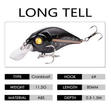 80MM 11g Hard VIB Lures Fishing Minnow Bait Treble Hooks Sinking Crankbait Wobblers Fishing Tackle 3D Eyes