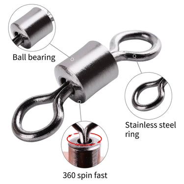 50-100pcs/box Fishing Barrel Bearing Rolling Swivel Solid Ring LB Lures Connector 14 Size Fishing Tackle Accessories Fish Tool