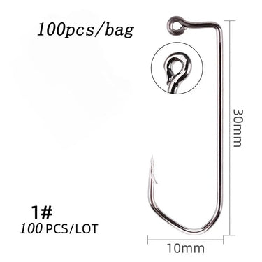 100pcs 7150 Jig Hooks V Bend High Carbon Steel Black Nickle for DIY Jigs Fishing Hooks 6/0 5/0 4/0 3/0 2/0 1/0