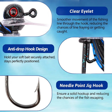 3D Eye Jig Head Spinner Bait Fishing Lure 10g/14g /18g  For Bass Fishing Snag-Free Design Swim Jigs Bass Finesse Jig