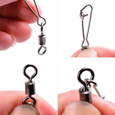 Stainless Steel Fishing Connector Pin Bearing Rolling Swivel Snap Pins Pike Fishing Tackle Accessories Fishhook Lure Swivels Set