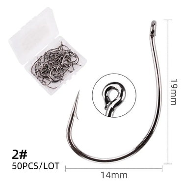 50pcs/box Fishing Hooks 8003 High Carbon Steel Wacky Weedless Worm Wide Gap Fishing Hooks for Bass Fishing Soft Worm