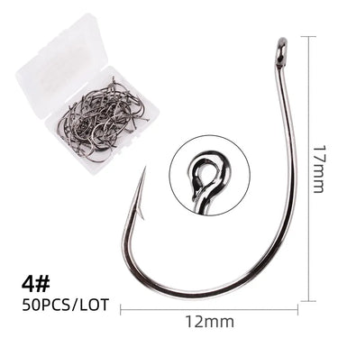 50pcs/box Fishing Hooks 8003 High Carbon Steel Wacky Weedless Worm Wide Gap Fishing Hooks for Bass Fishing Soft Worm