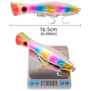 Realistic Top Water Popper Fishing Lure for Bass Carp and More Durable Hard Bait 41g/83g Perfect Addition To Your Tackle Box