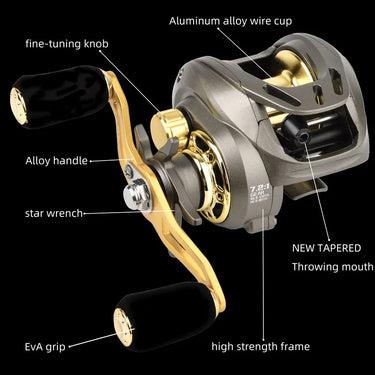 7.2:1 Fishing Baitcasting Reel Lightweight Baitcasting Reel Heat Resistant Metal Rocker Arm Adjustable Brake Outdoor Accessories