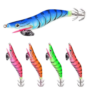 Hard Fishing Bait Fishing Lure Lead Sinker Squid Jig Hook Wooden Shrimp Artificial Fishing Lures Octopus Cuttlefish Shrimp
