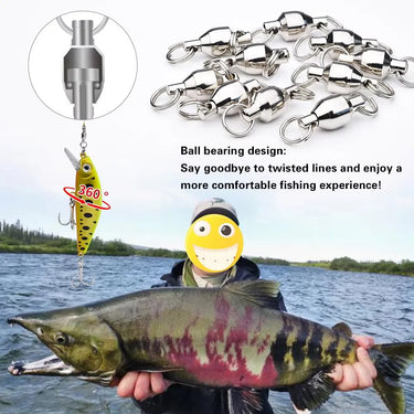 20/50pack Ball Bearing Swivel Solid Rings Stainless Steel Fishing Connector Freshwater Saltwater Fishing For Trolling Bait Lure