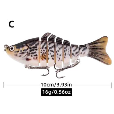 Wobbler Fishing Lure 10cm 16g 3D Eyes 7-Segment Lifelike Fishing Hard Lure Crankbait With 2 Hook Fishing Baits