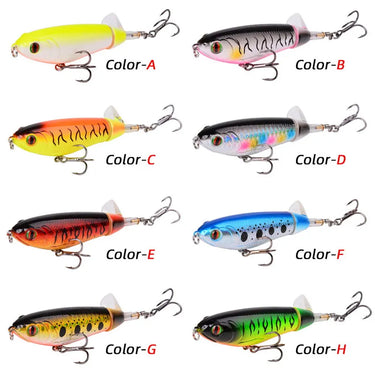 105mm 17.3g Topwater Fishing Lures Whopper Popper Artificial Bait Hard Popper Soft Rotating Tail Fishing Tackle