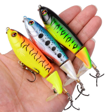 105mm 17.3g Topwater Fishing Lures Whopper Popper Artificial Bait Hard Popper Soft Rotating Tail Fishing Tackle