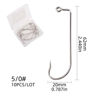 10pcs/box 90 Degree Jig Fly Fishhook Tying Strong Wire Fish Hook Size 2 1 1/0-5/0 Aberdeen Jig Fishing For Sea Fishing Hooks