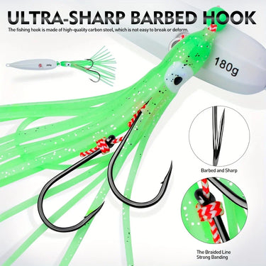 Fast Sinking Metal Jig Spoon Lure  with Silicone Skirt 1pc 40-200g Fishing Hard Artificial Bionics Bait For Tuna Bass Saltwater