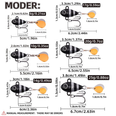 Fishing Lure Rotating Metal Vib Vibration Bait 6g-25g Spoon Lures Metal Fishing Lure Hard Bait  Spinnerbait Tackle