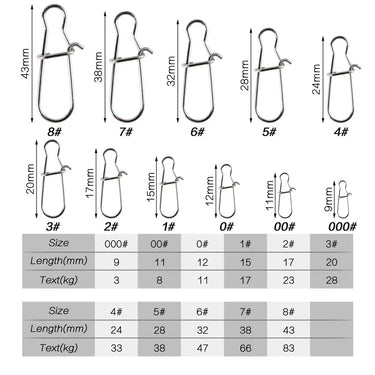 100pcs Stainless Steel Fishing Connector Fast Clip Lock Snap Swivel Solid Rings Safety Snaps Fishing Hook Tool Snap