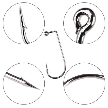 20pcs/box 9147 High Carbon Steel Fishhook Black 90 Degree Aberdeen Offset Jig Fishing Hooks Size 6# - 5/0# Big Fishing Hook